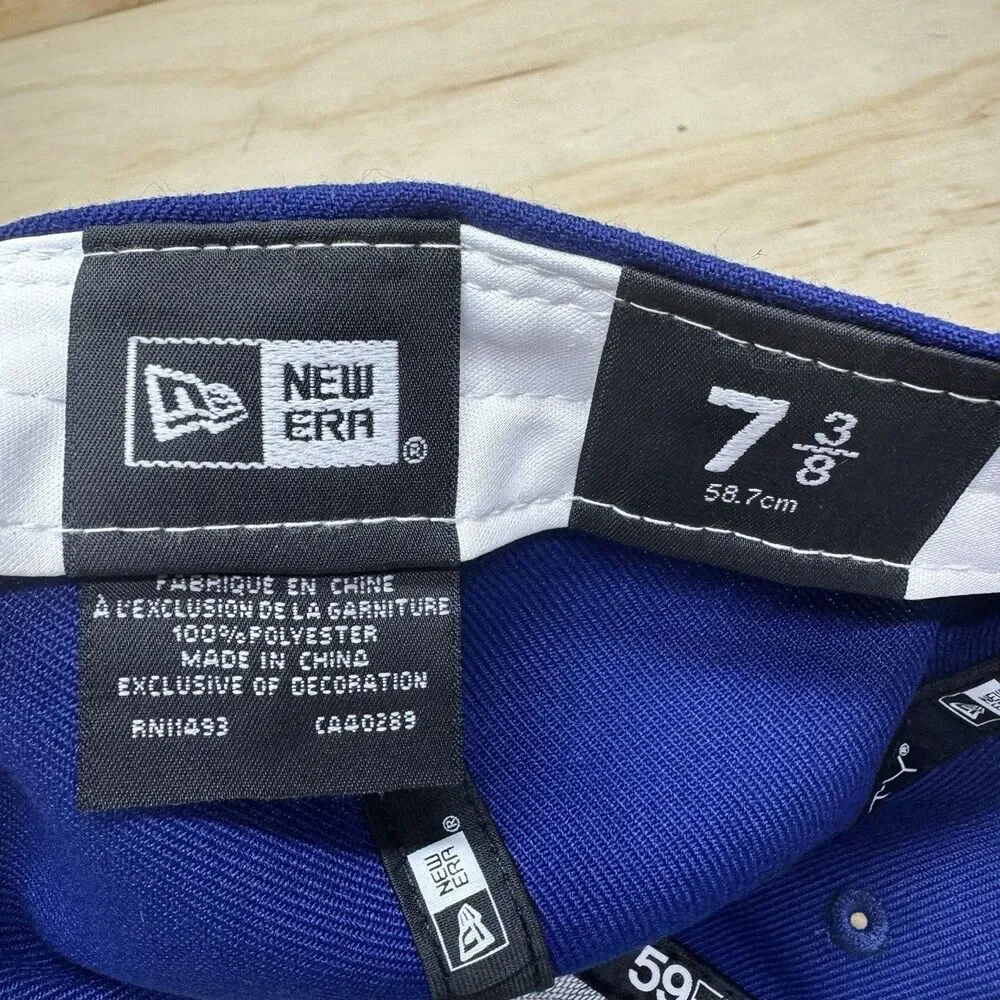 NEW Los Angeles Dodgers New Era 59Fifty Stacked Logo Fitted Cap Hat Blue 7 3/8